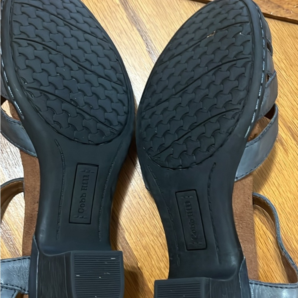 Chic slate Blue Leather Women's Sandals - Picture 4 of 6
